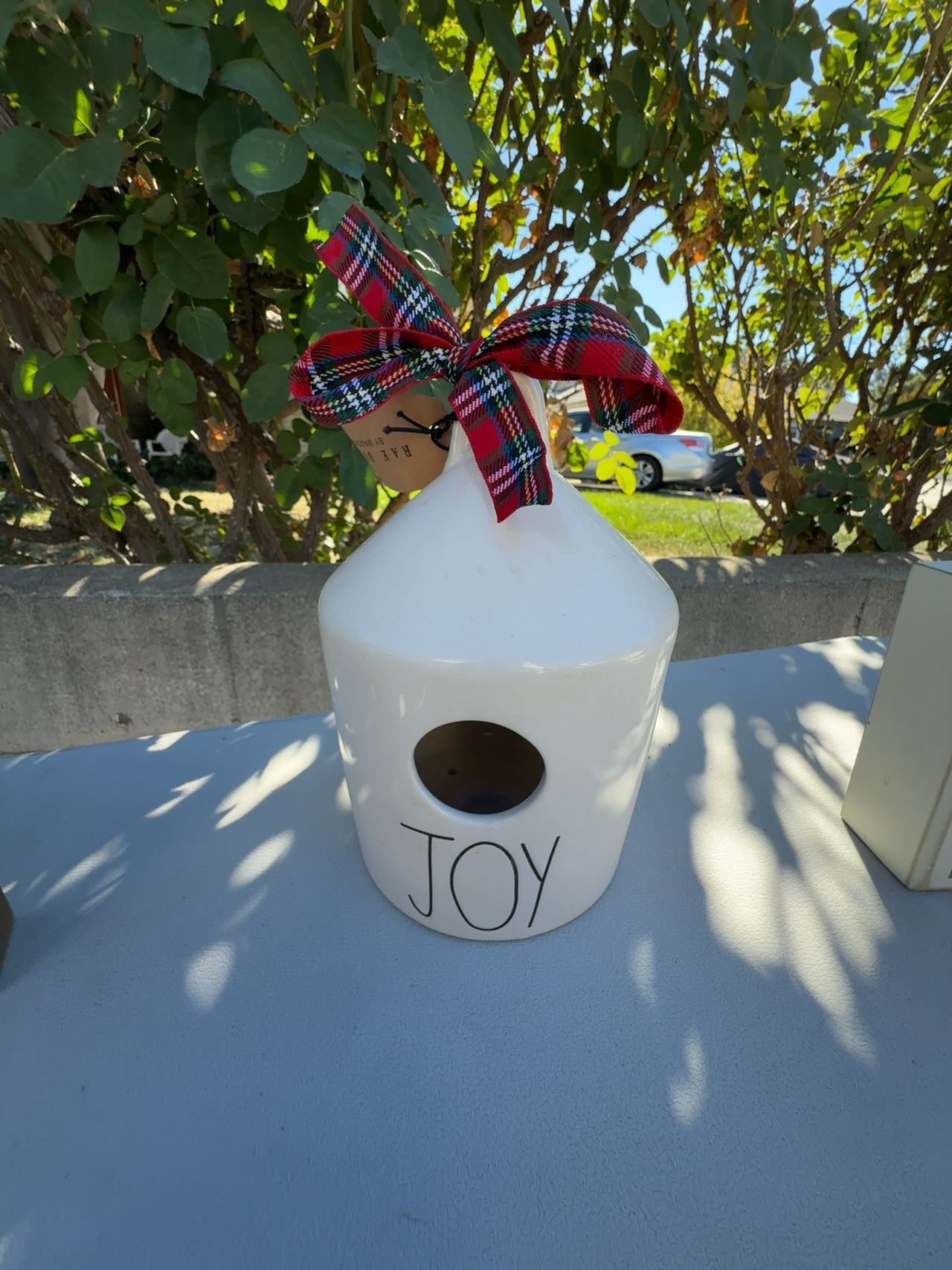 Rae Dunn Joy Birdhouse White Ceramic