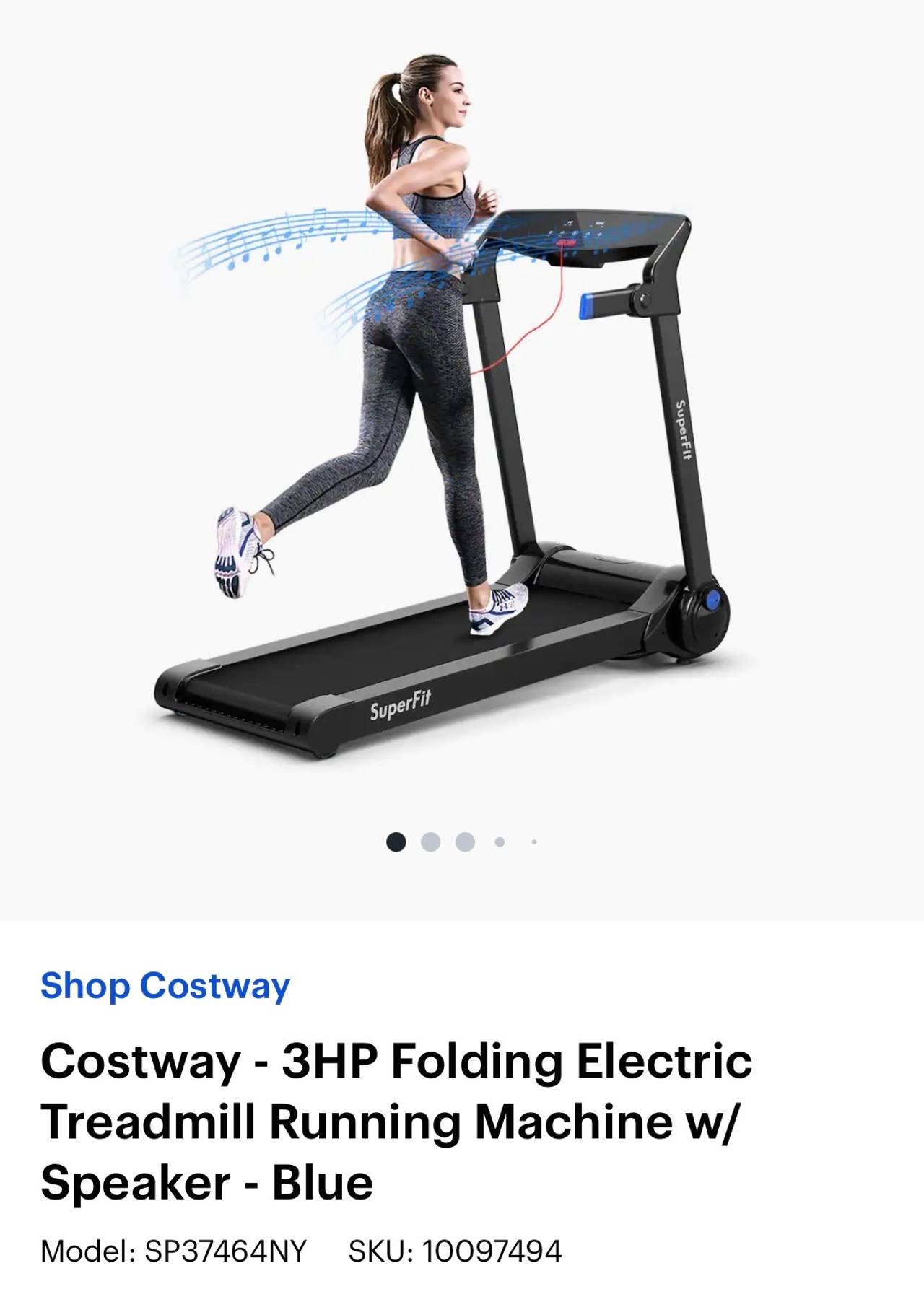 Costway SuperFit 3HP Folding Electric Treadmill Running Machine w/ Speaker
