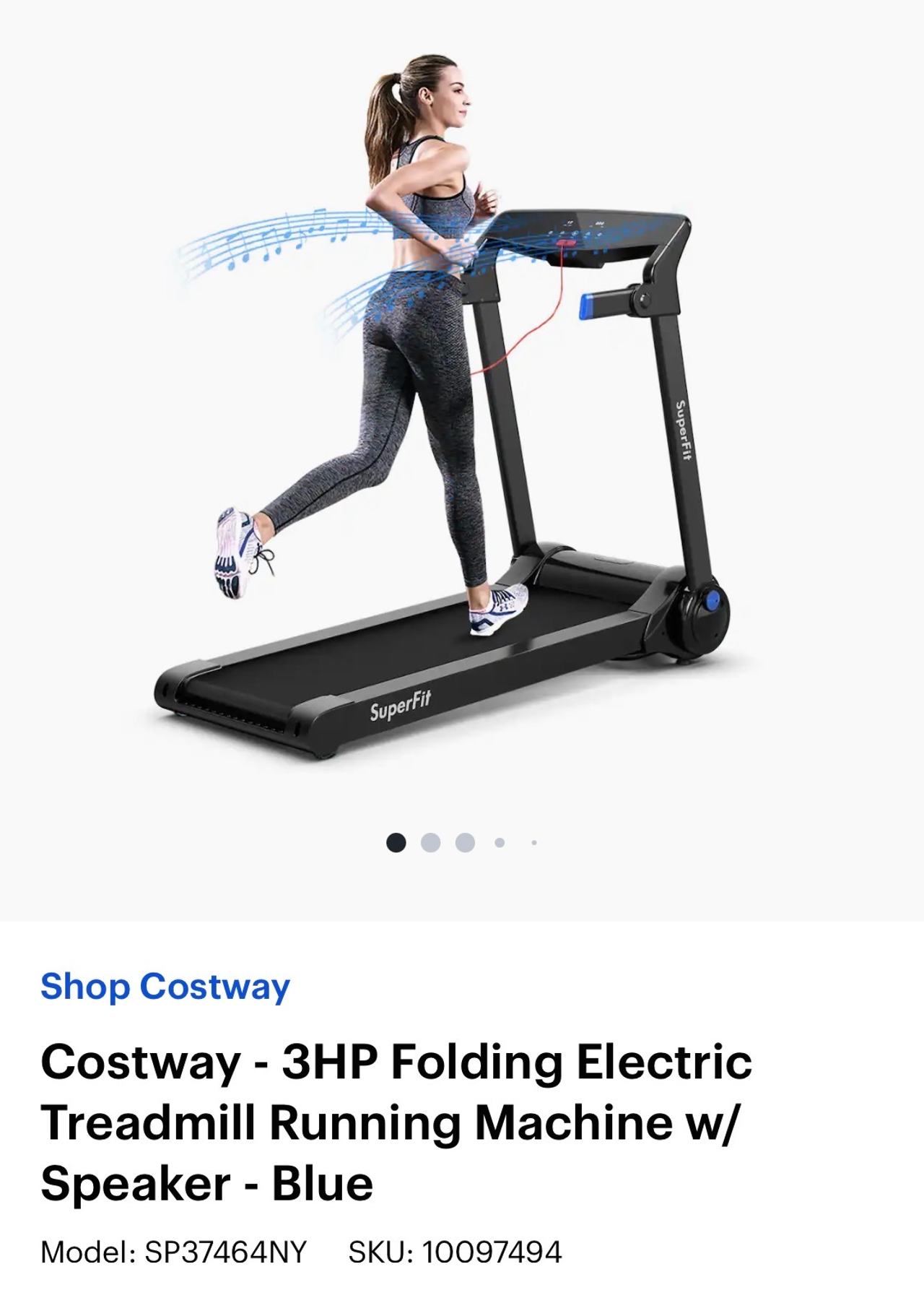 Costway SuperFit 3HP Folding Electric Treadmill Running Machine w/ Speaker