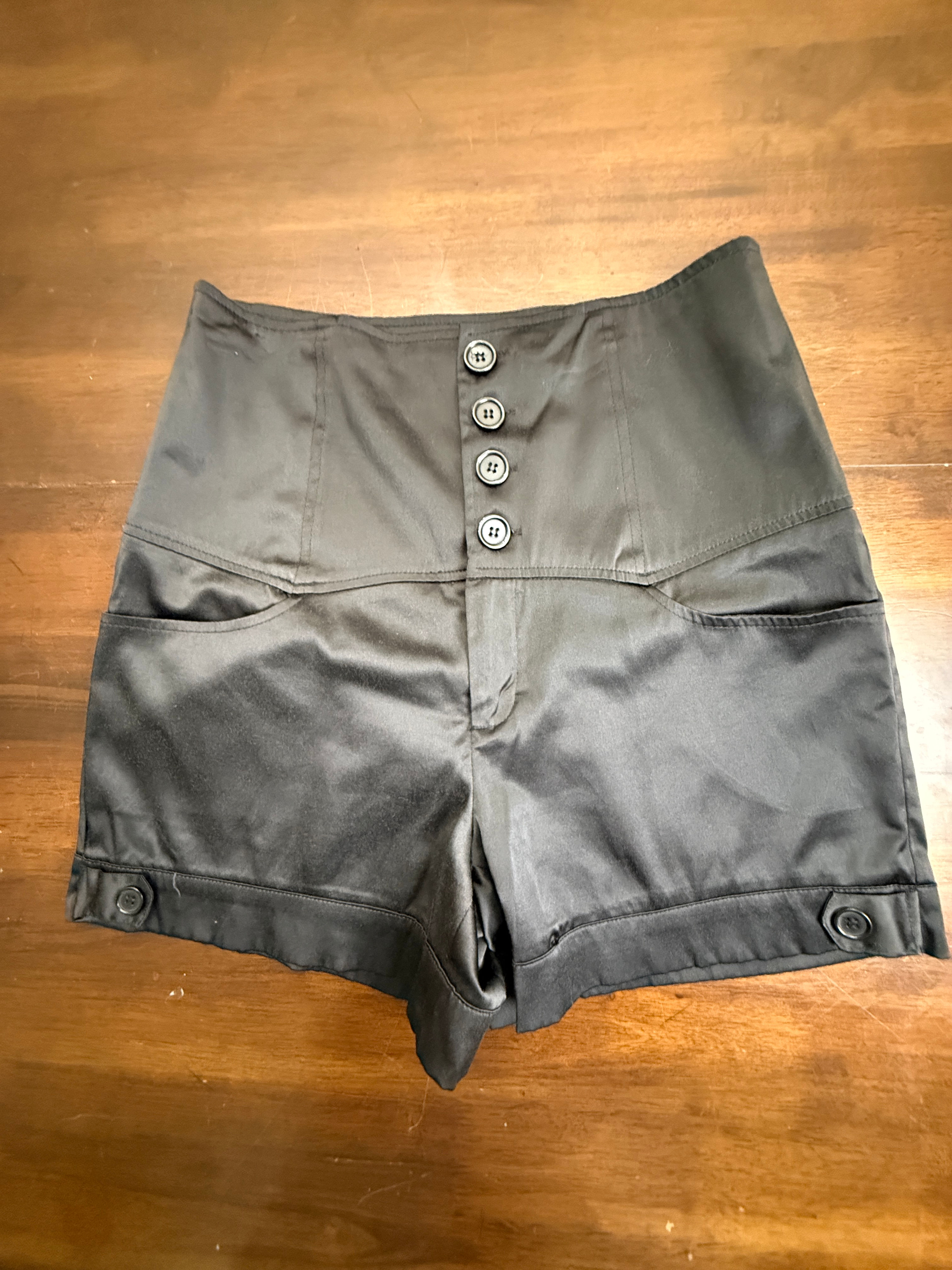 Twenty One High Waisted Satin Button Fly Shorts Medium