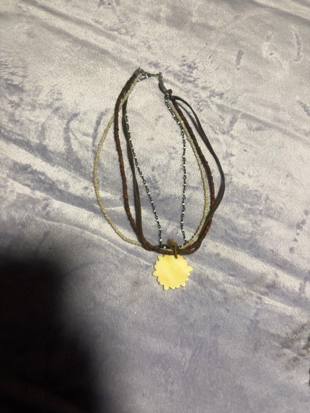 Smithsonian Green Amber Sunflower Pendant Necklace