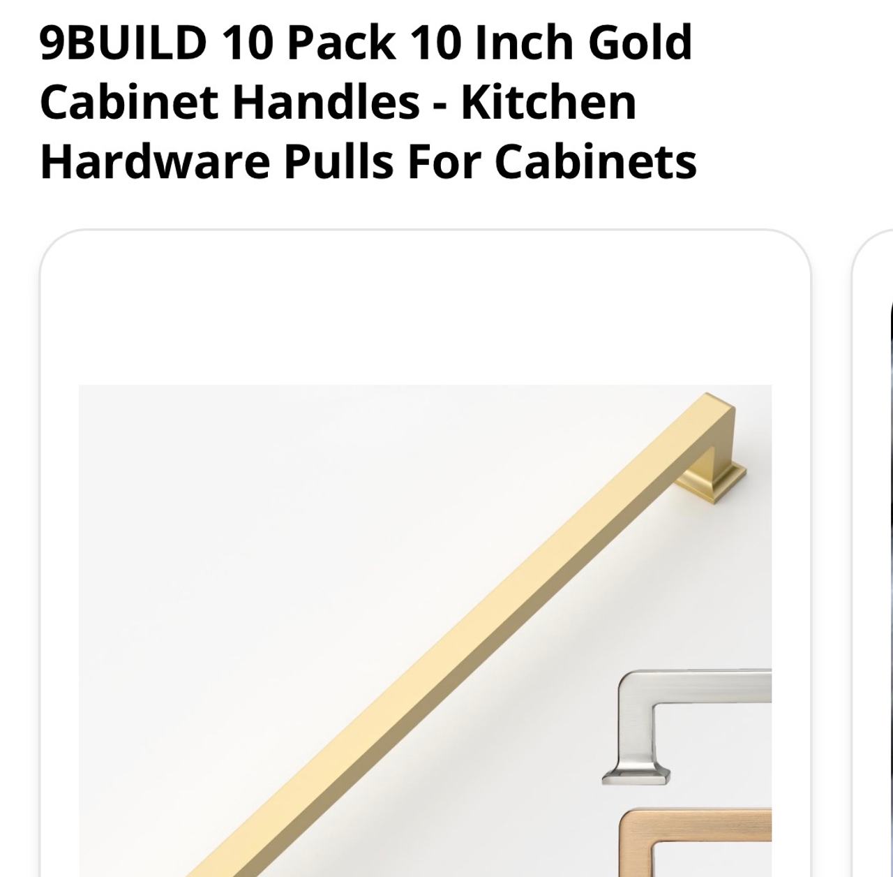 9BUILD 10 Pack 10 Inch Gold Cabinet Handles