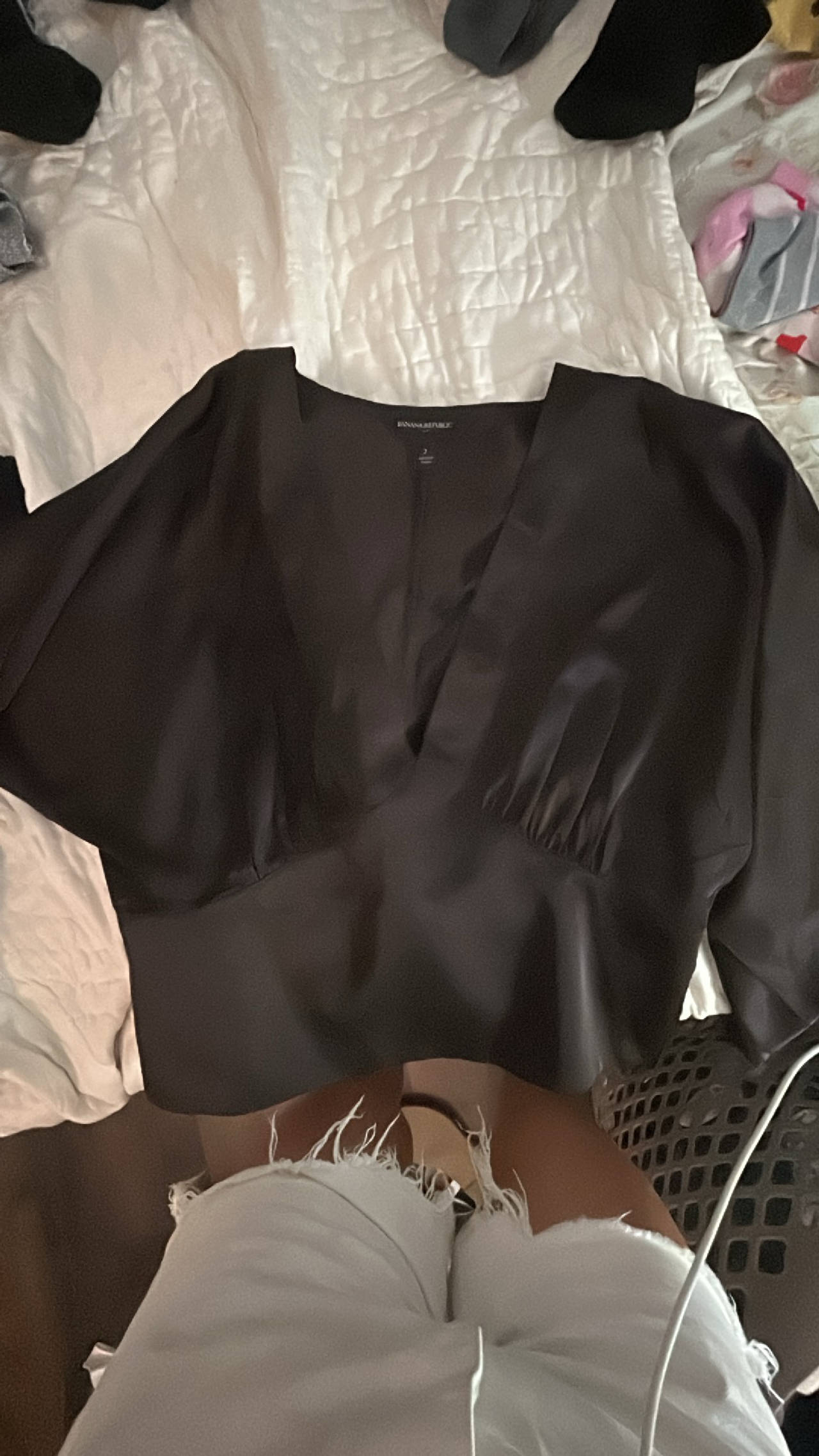 Satin V-Neck Blouse