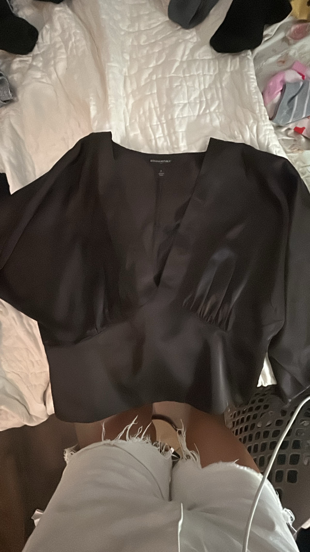 Satin V-Neck Blouse