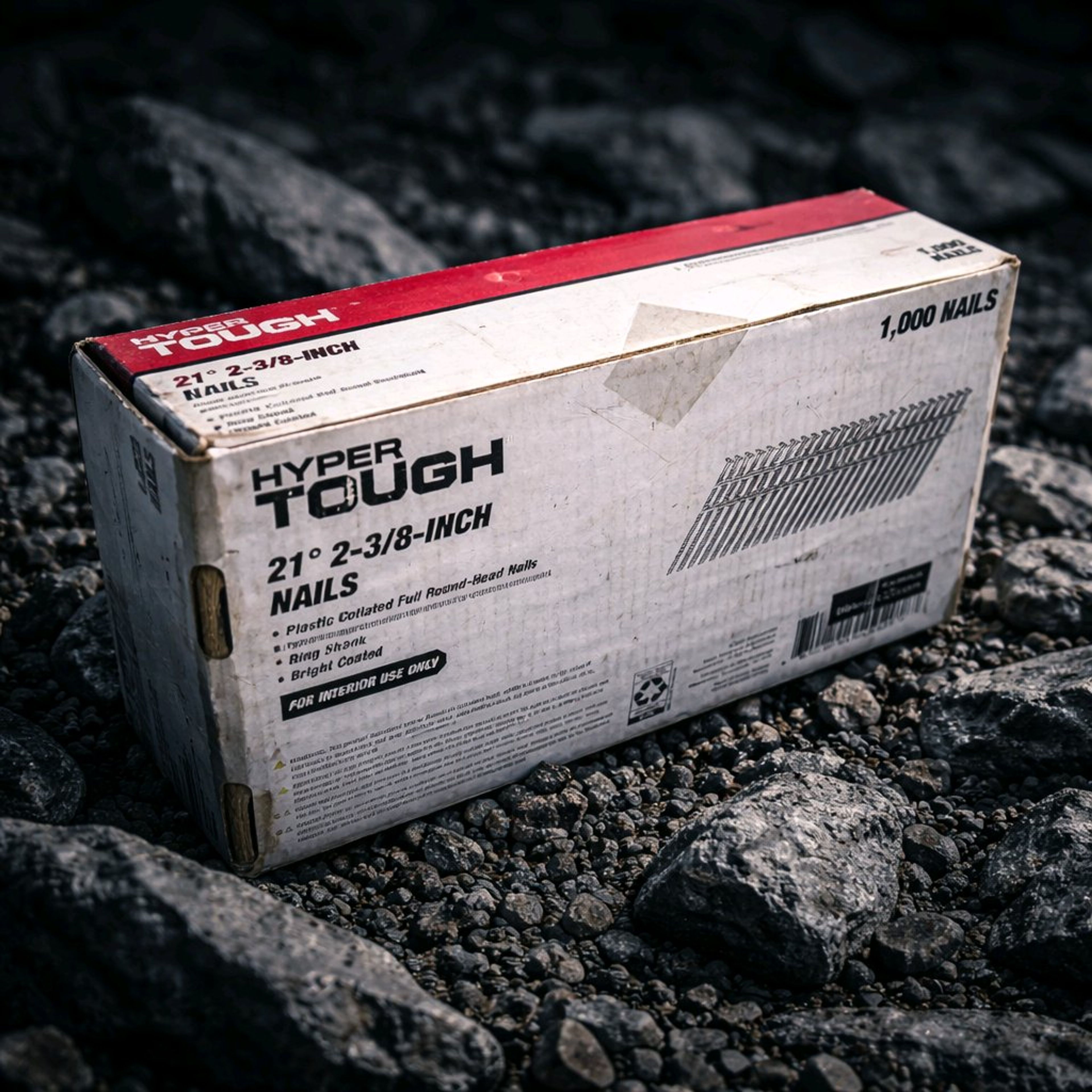 Hyper Tough 21-Degree 2-3/8-Inch Framing Nails, 1,000-Count