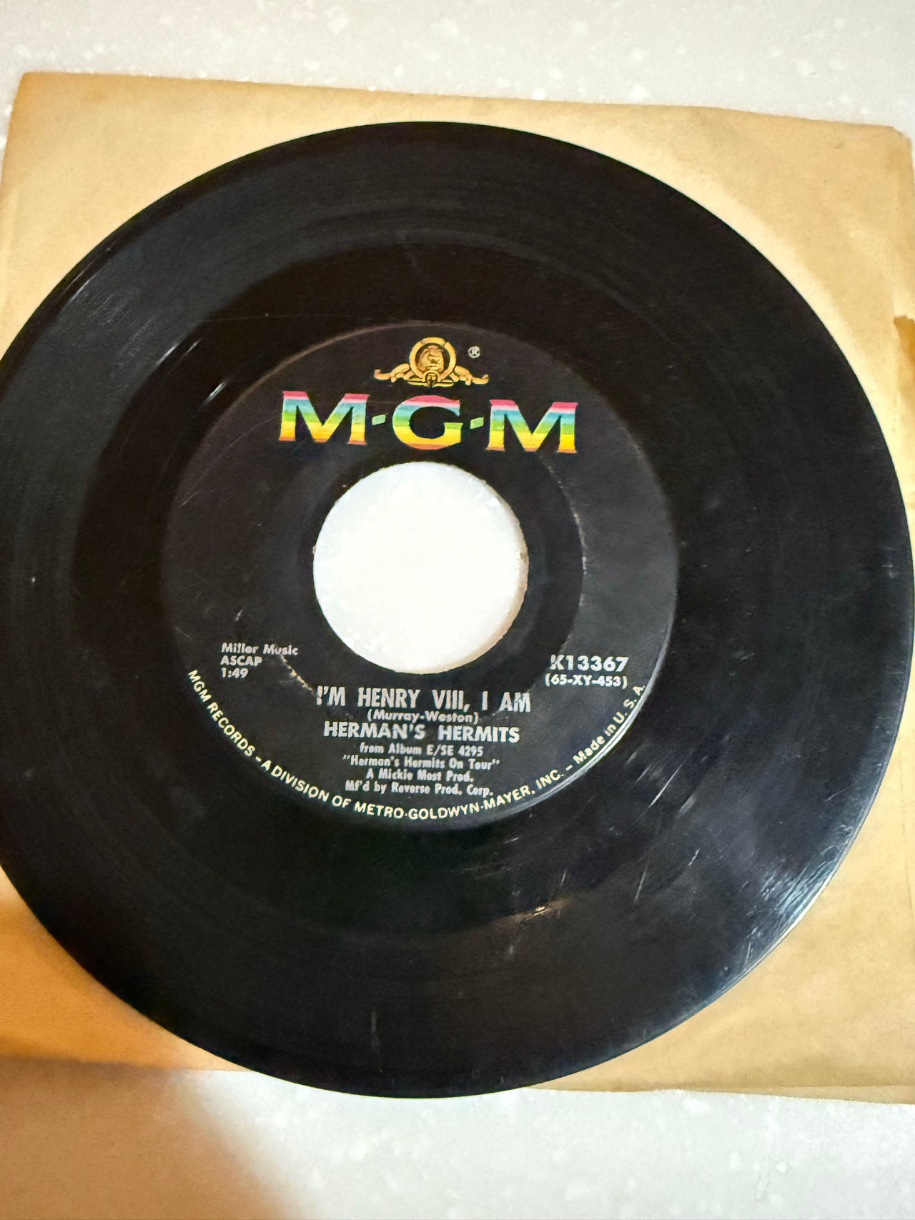 Herman's Hermits - I'm Henry VIII, I Am 7" Vinyl Record