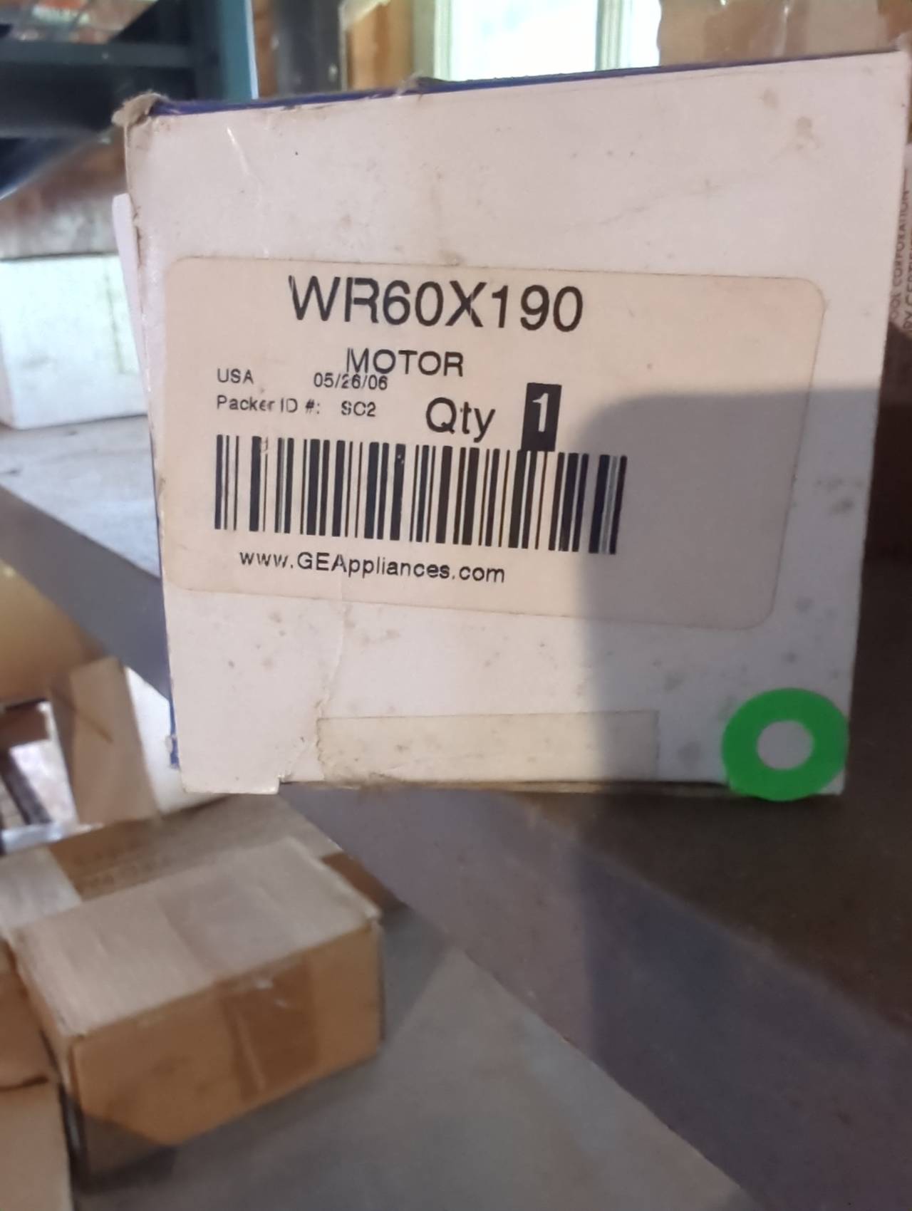GE WR60X190 Refrigerator Evaporator Fan Motor