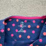 Lands’ End Girls Size L 6x/7 Long Sleeve Polka Dot Dress Navy Pink Orange  - Image 2