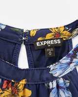 Express Navy Blue Floral Print Halter Tank Top sz Medium - Image 6