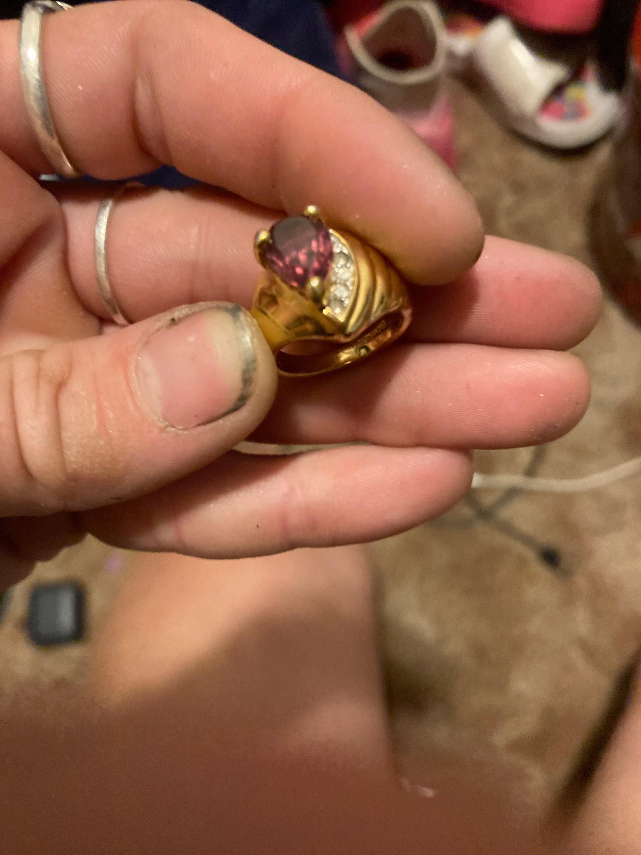 Gold Ring with Red Gemstone