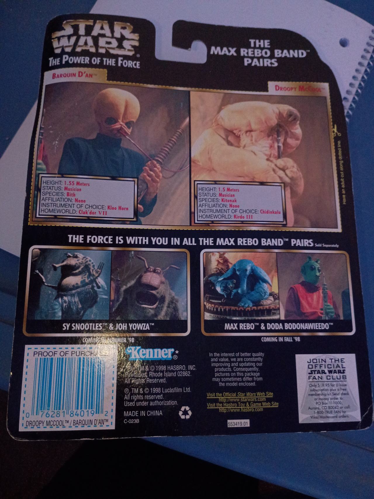 Star Wars Power of the Force Max Rebo Band Pairs Barquin D'an & Droopy McCool