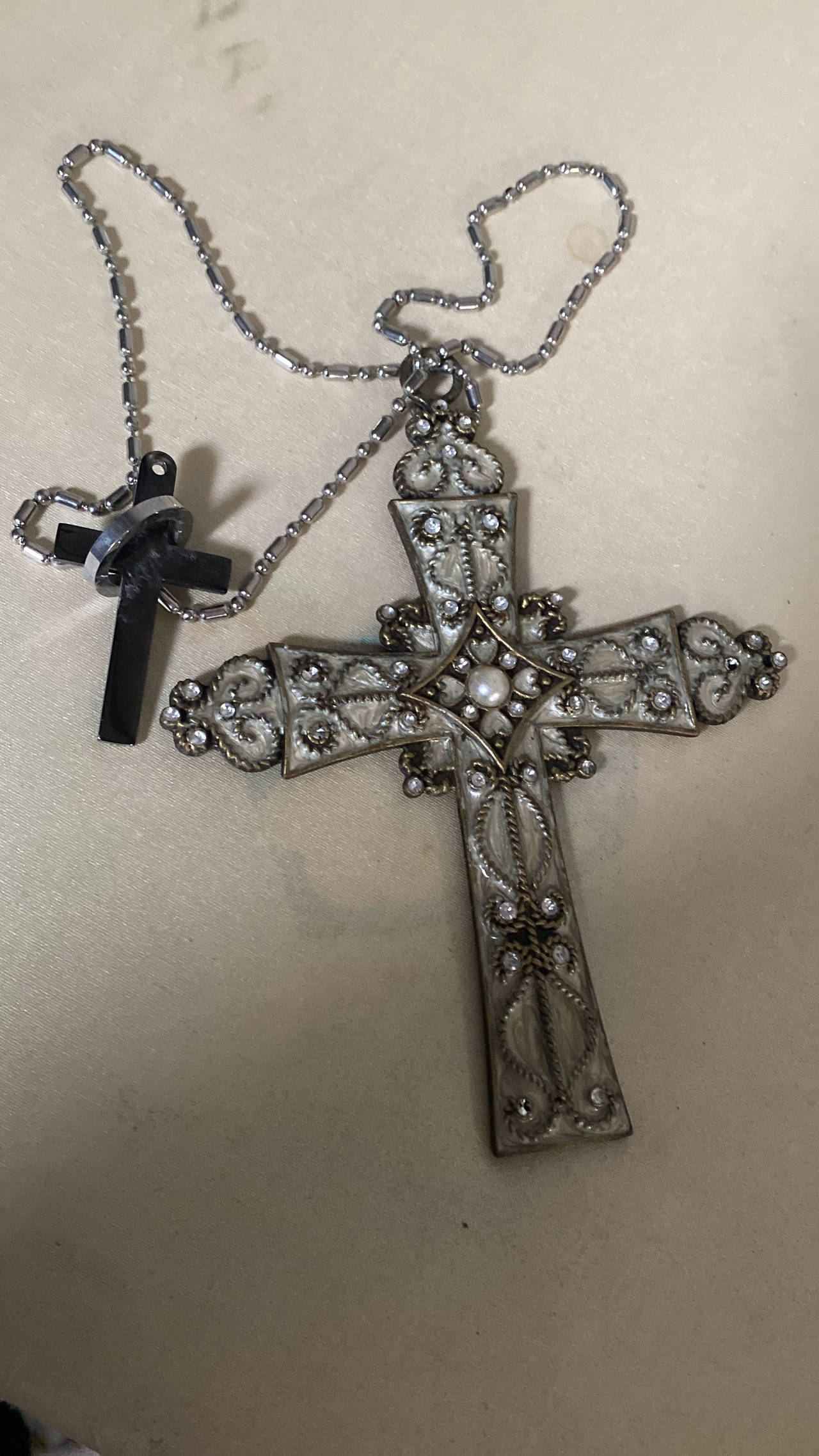 Ornate Victorian Style Cross Pendant Necklace