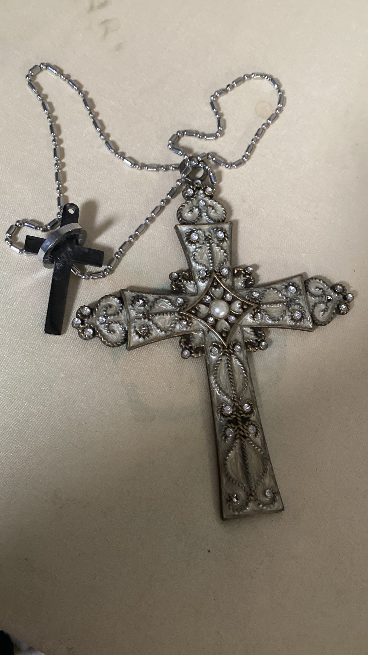 Ornate Victorian Style Cross Pendant Necklace