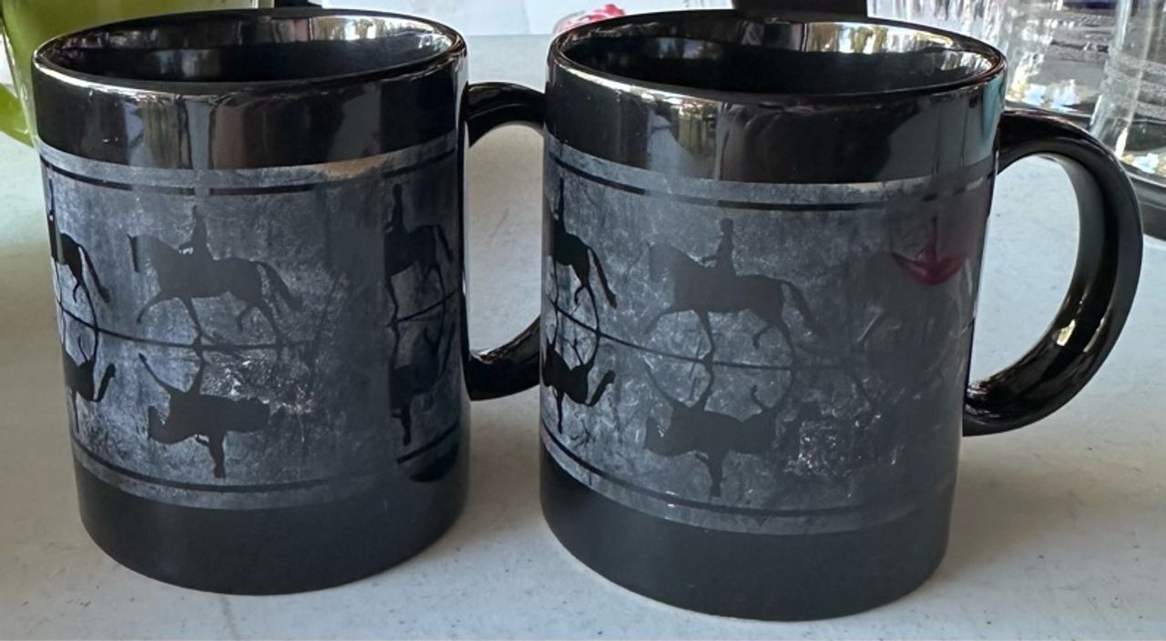 2 Black Animal Design Coffee Mugs