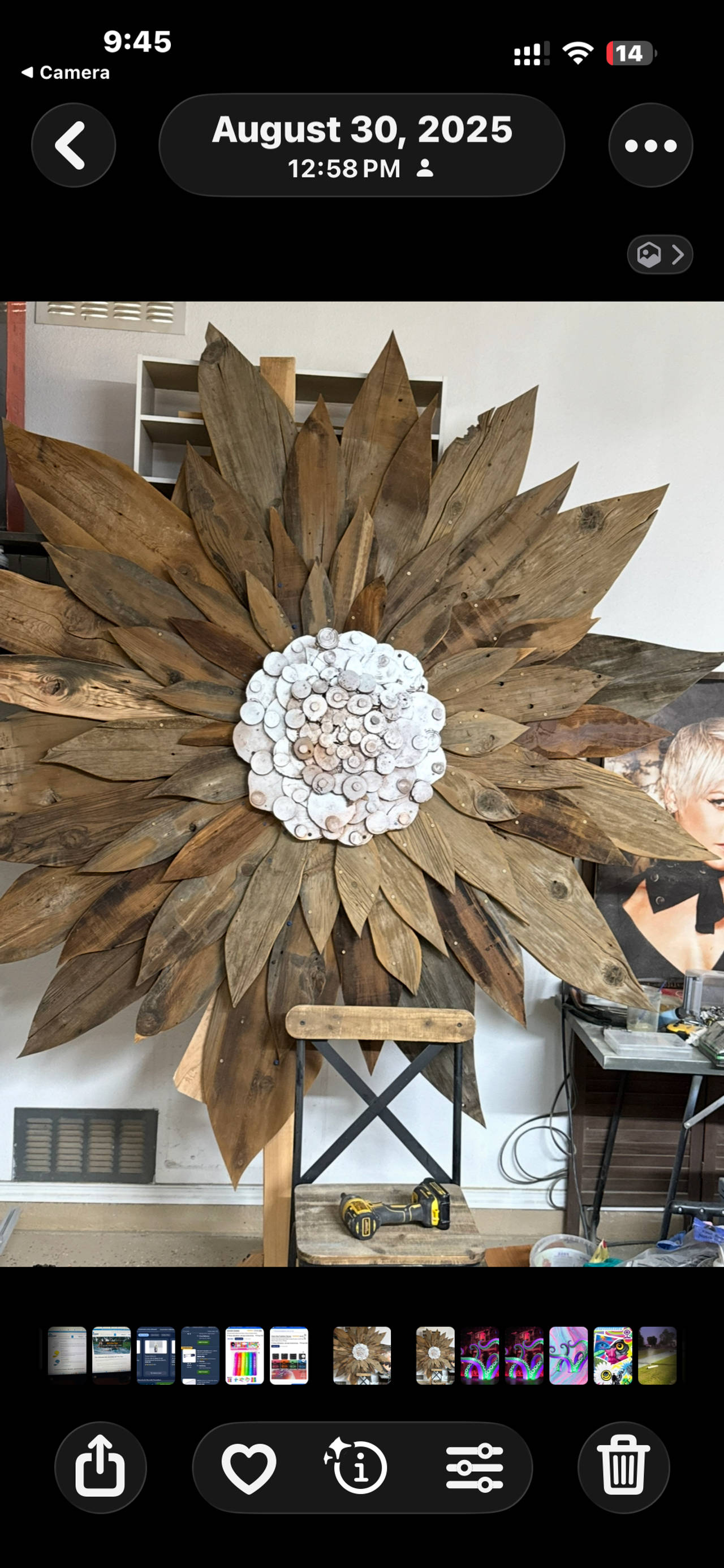 8ft Handmade Reclaimed Barnwood Sunflower Wall Art