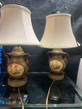 Vintage Hand-Painted Ceramic Table Lamps (Pair) - Image 1