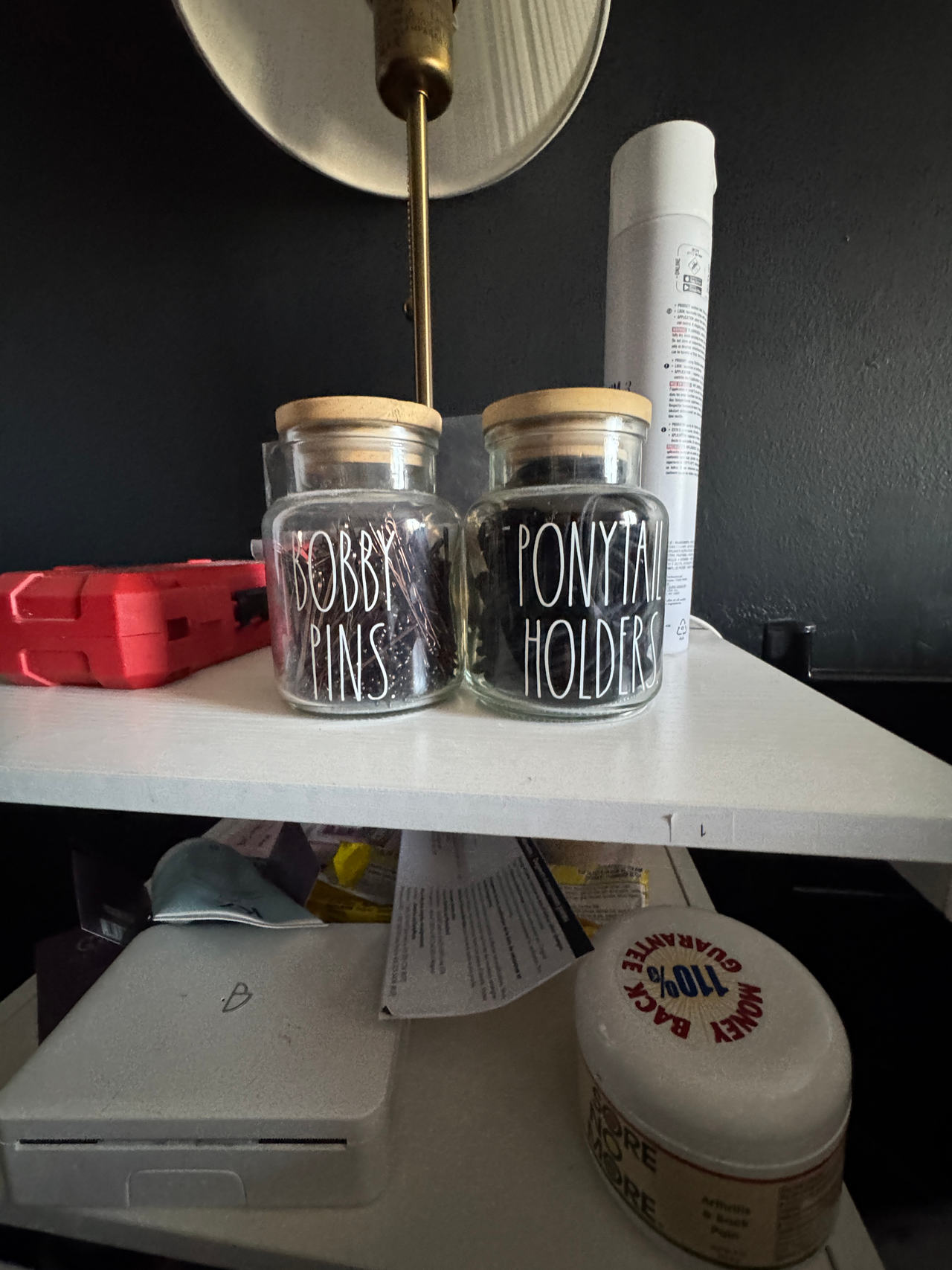 Rae Dunn Bobby Pin and Ponytail Holder Jars