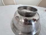Stainless Steel Punch Bowl with Greek Key Base - Image 2