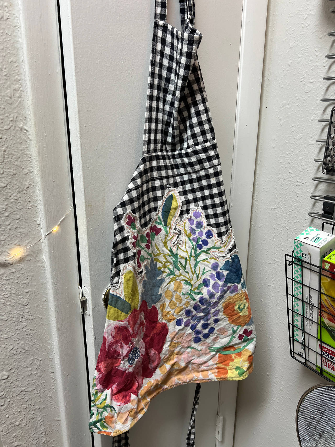 Anthropologie Floral Gingham Apron