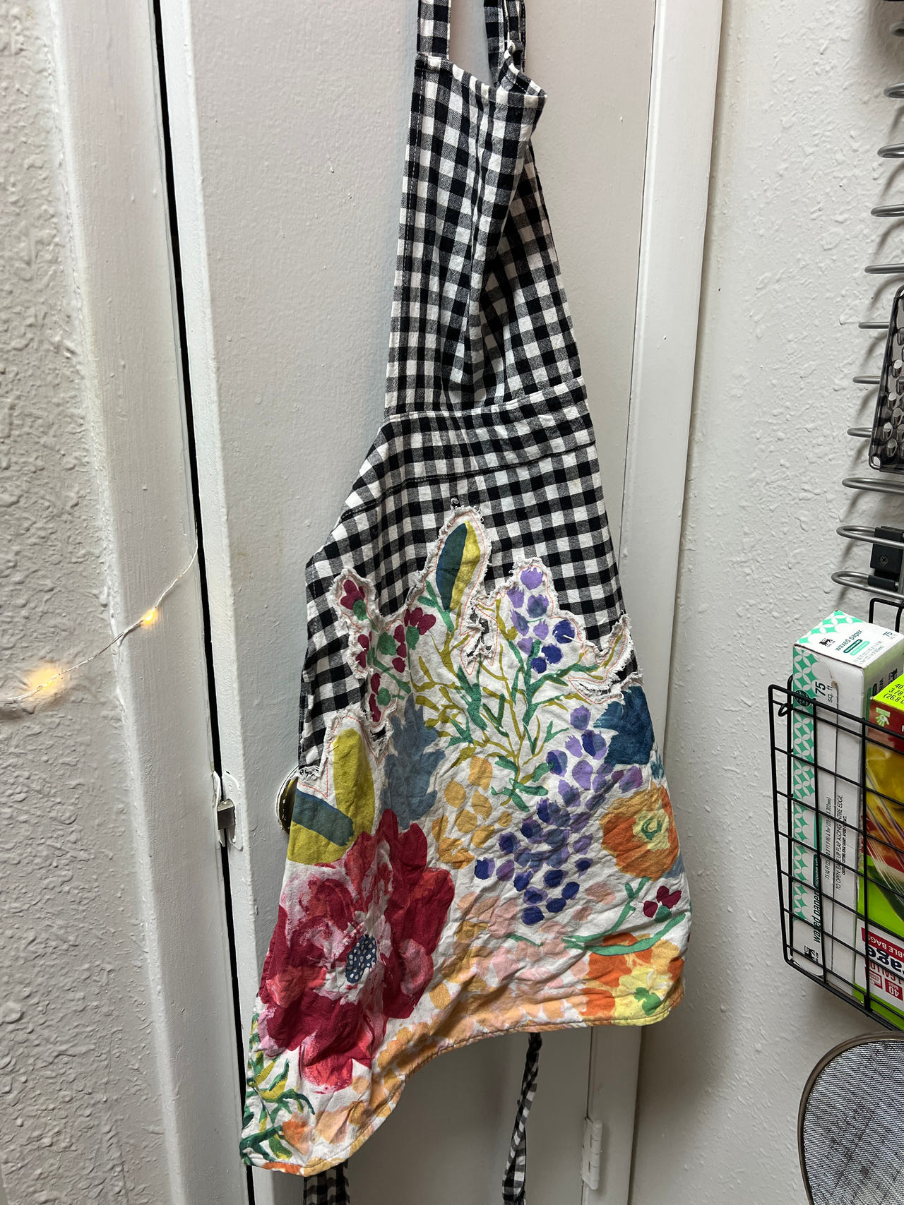 Anthropologie Floral Gingham Apron