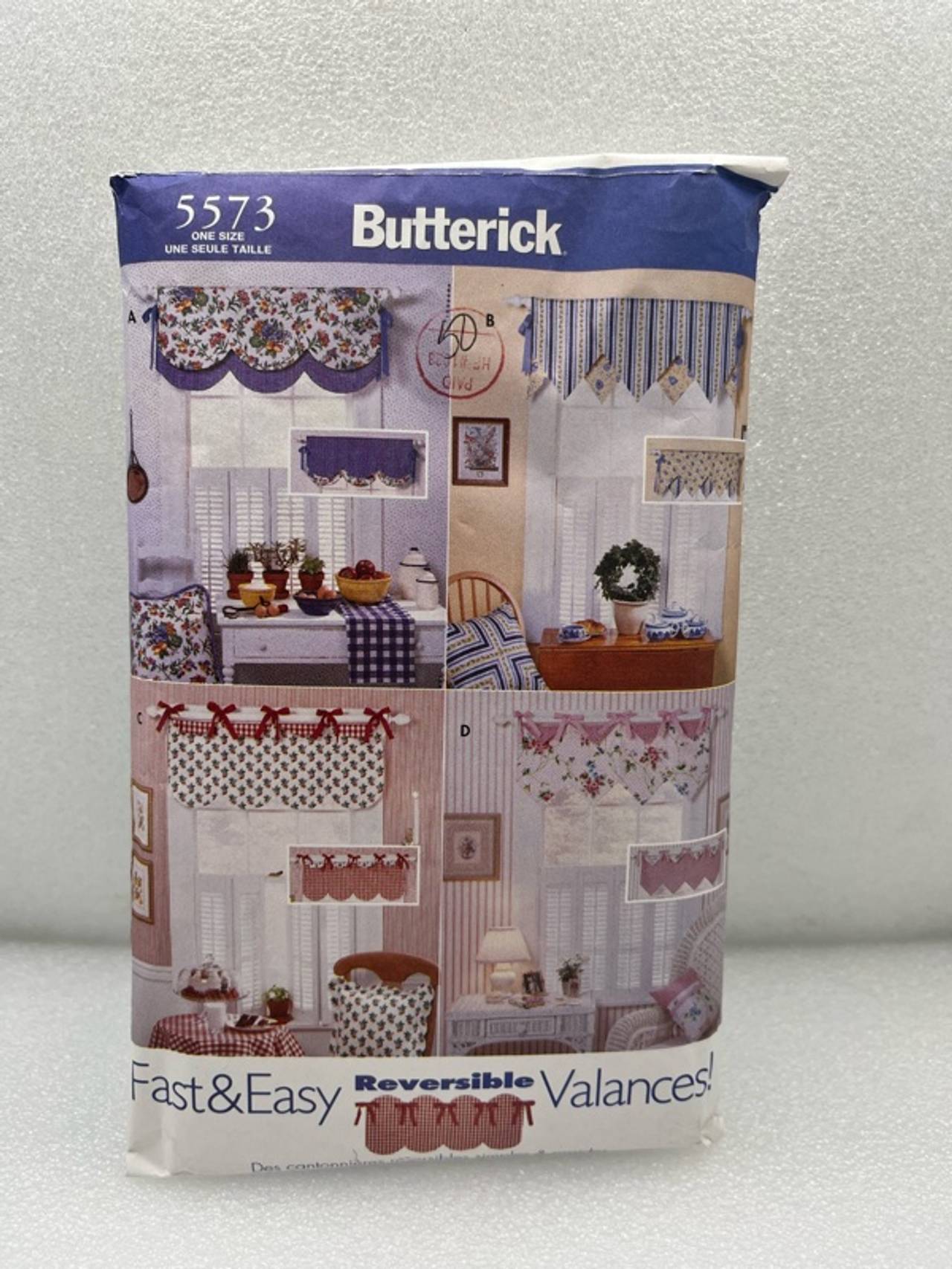 Butterick 5573 Reversible Window Valances Sewing Pattern