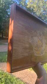 Vintage Wooden Serving Tray with Fruit Etching - Image 3