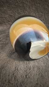 Hand Blown Art Glass Vase – Amber, Black & Cream Swirl – Modern Sculptural Decor - Image 8