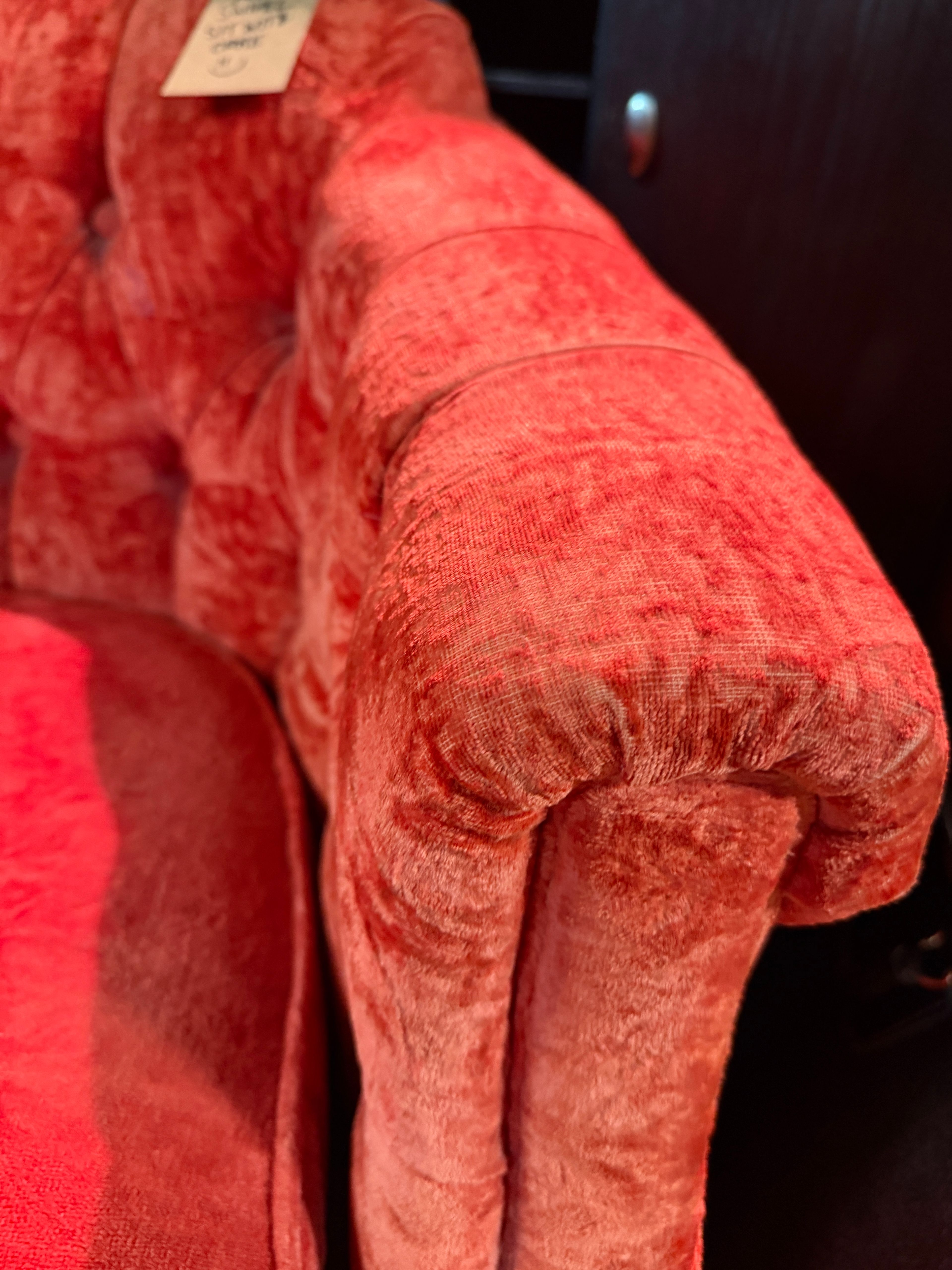 Pair of Mid-Century Modern Red Velvet Swivel Chairs - Image 3