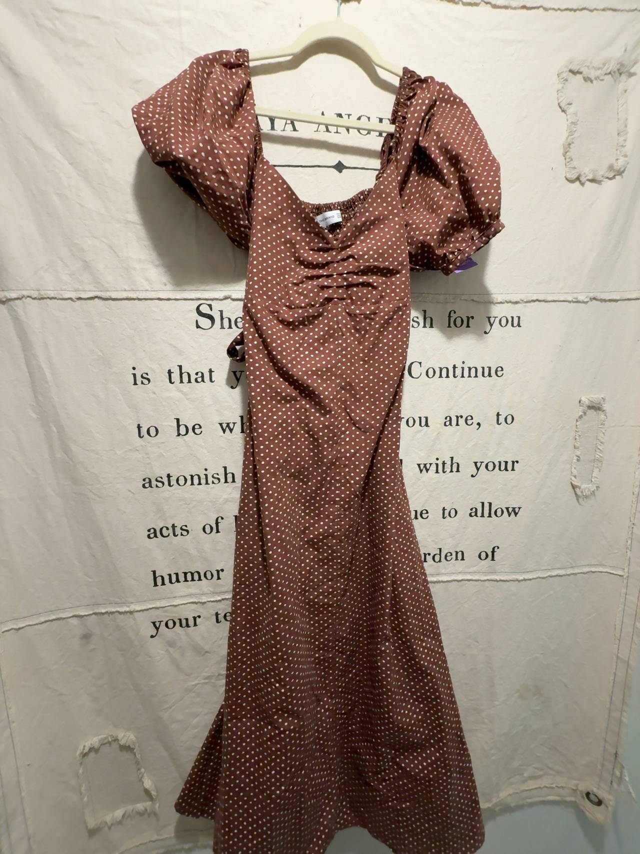 Faithfull the Brand Brown Polka Dot Midi Dress: 4