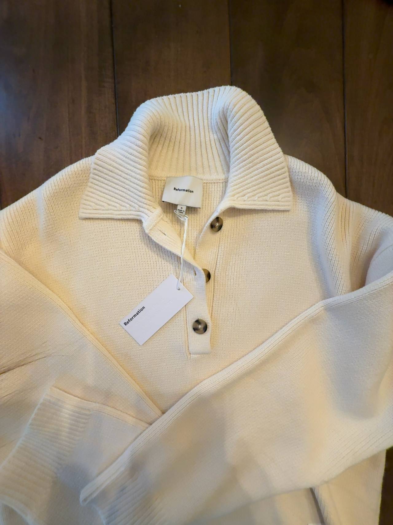 NWT Reformation Brooklyn Cotton Polo Sweater