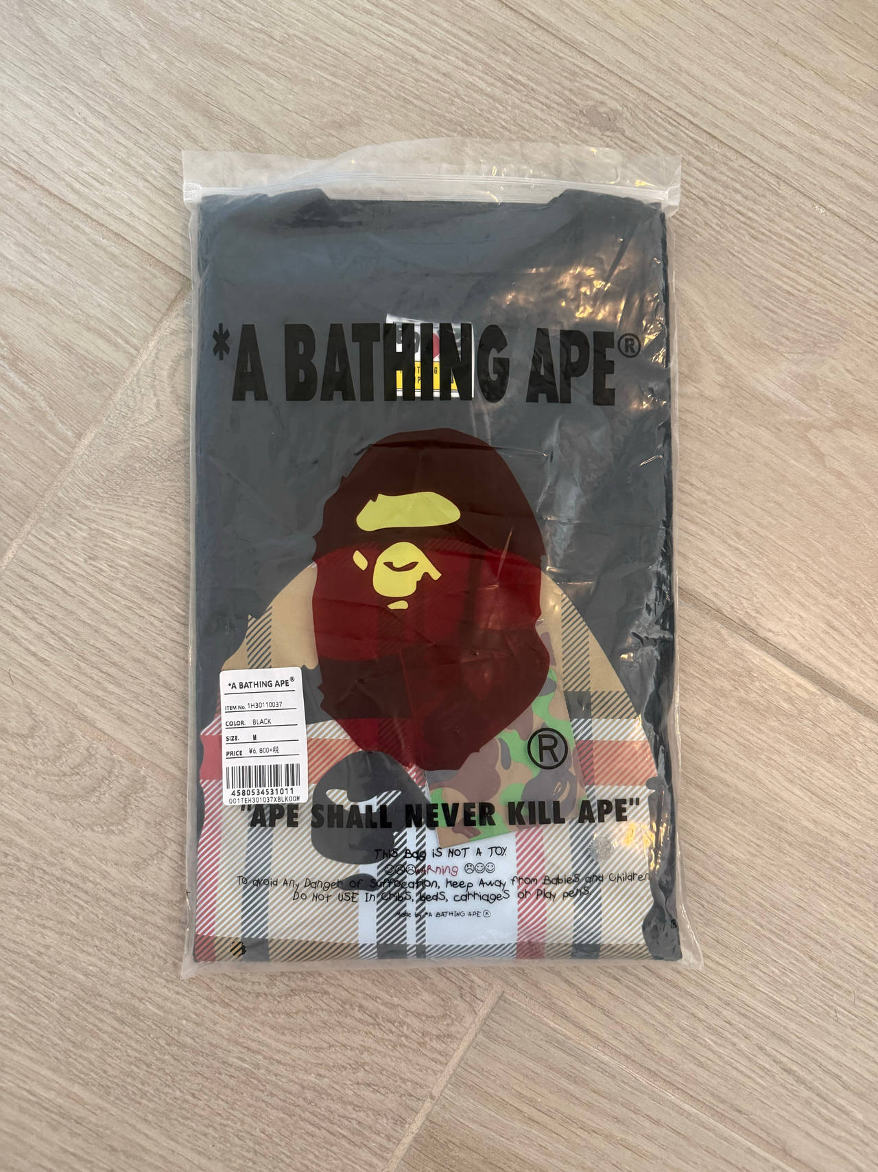 A Bathing Ape Ape Head Plaid Tee Black