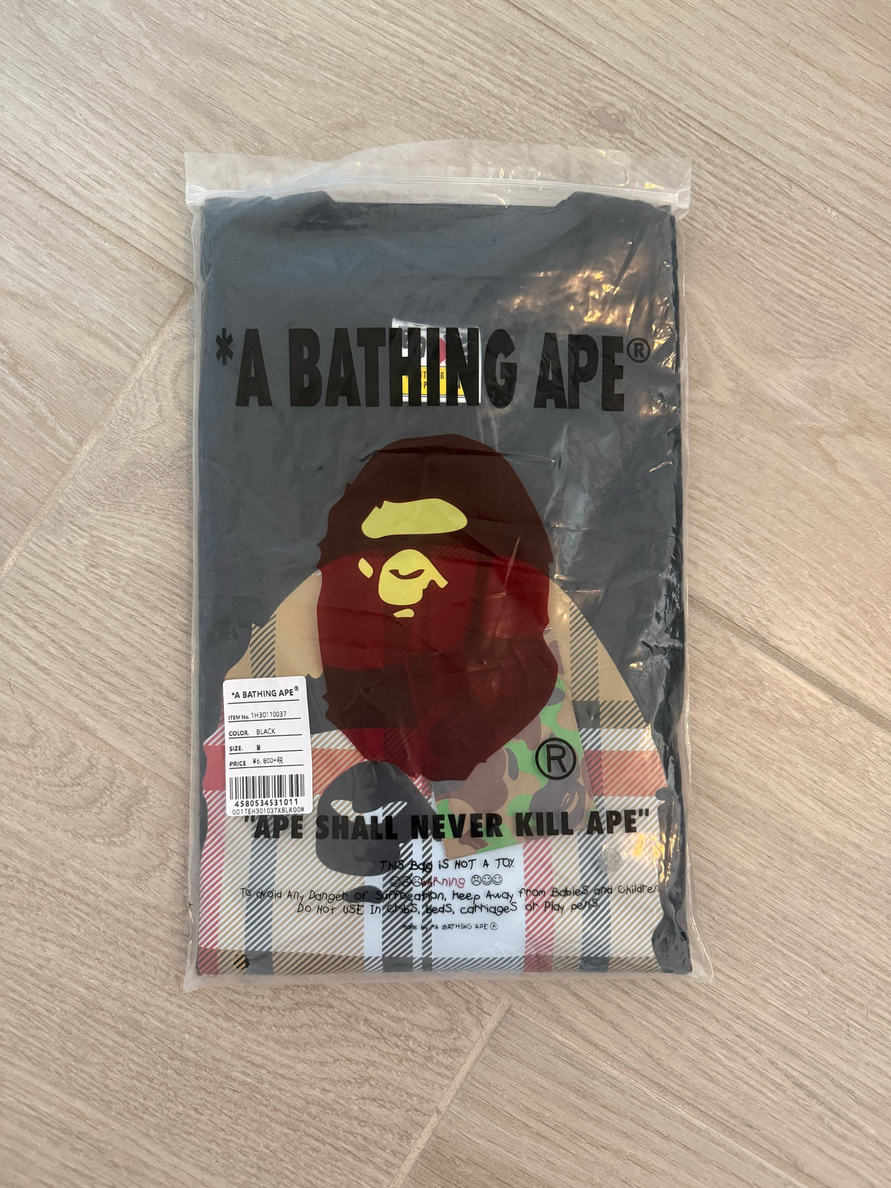 A Bathing Ape Ape Head Plaid Tee Black