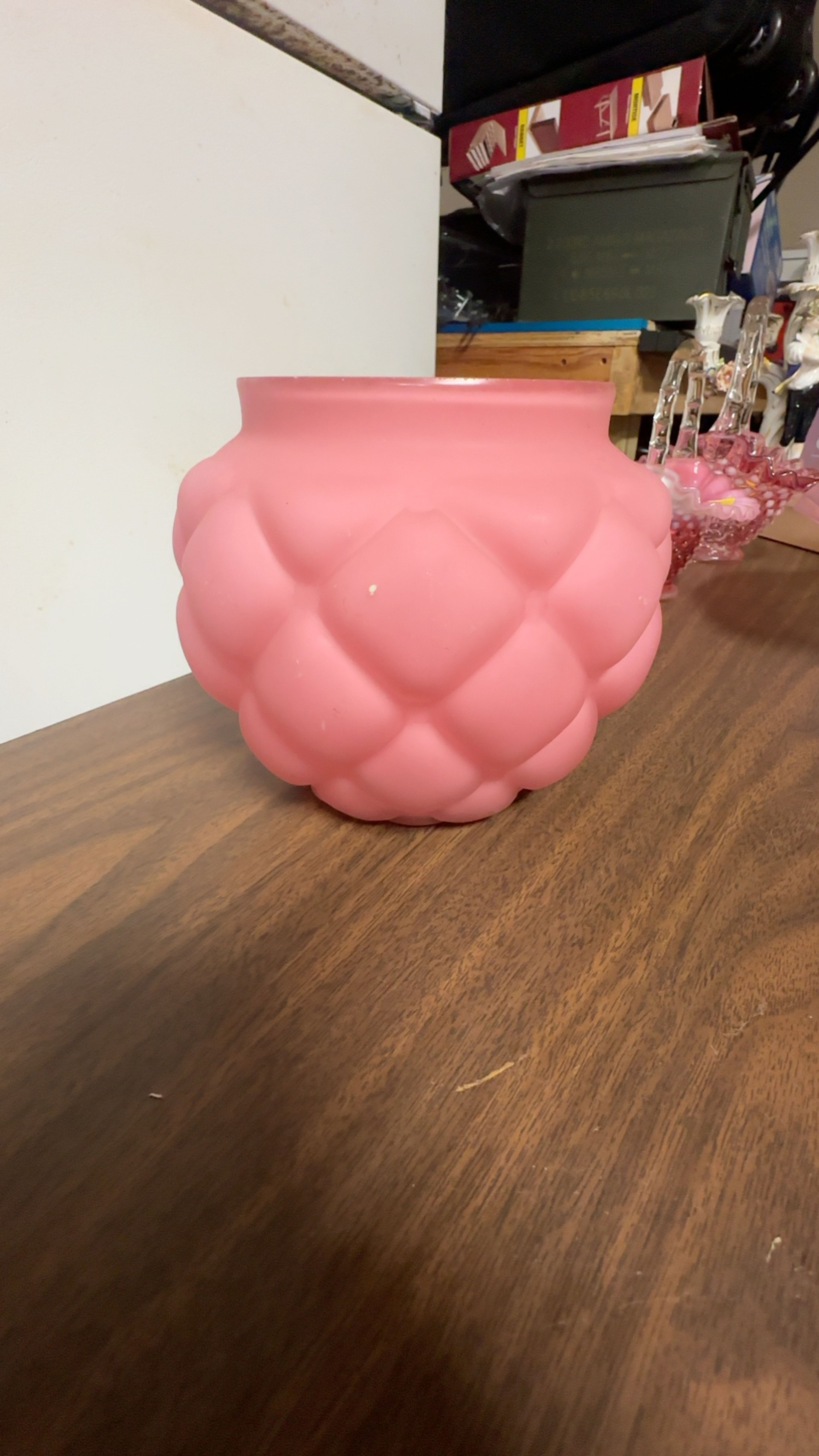 Pink Satain Glass Biscuit Jar