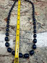 Monet Vintage Navy Blue Graduated Bead Necklace - Image 3