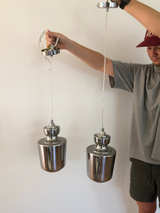Mid-Century Modern Chrome Pendant Lights - Image 1