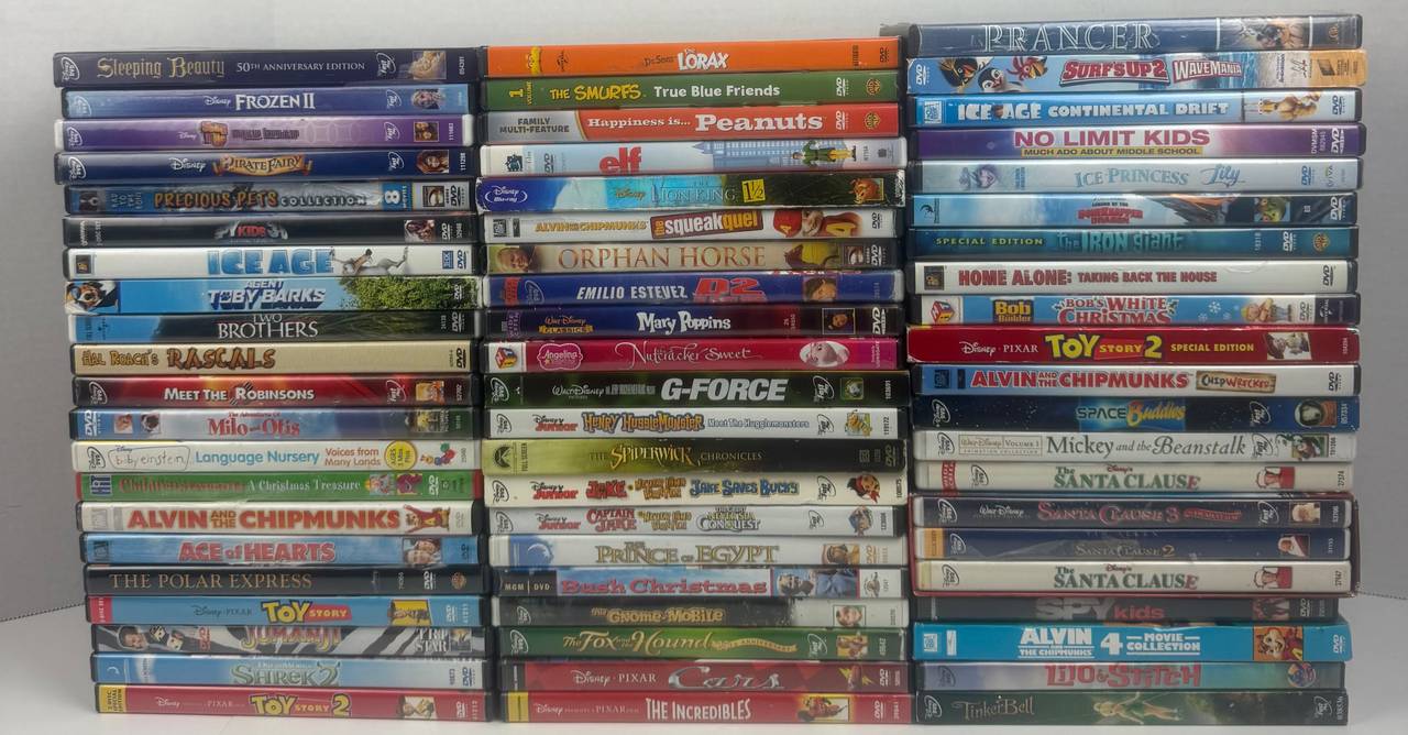 60 Kids Family DVD Lot Disney Pixar Toy Story Cars Incredibles Elf Polar Express