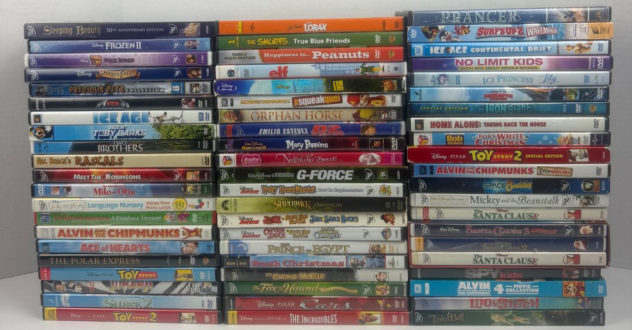 60 Kids Family DVD Lot Disney Pixar Toy Story Cars Incredibles Elf Polar Express