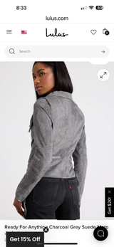Lulus Grey Vegan Suede Moto Jacket - Image 2