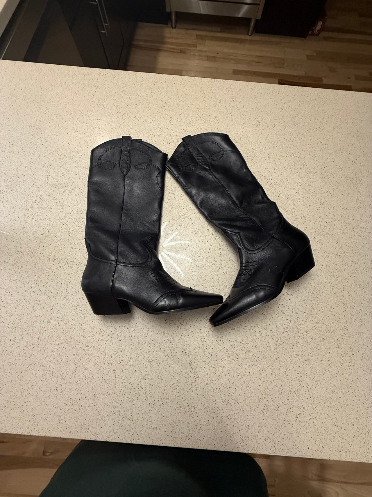 Steve Madden Black Leather Cowboy Boots