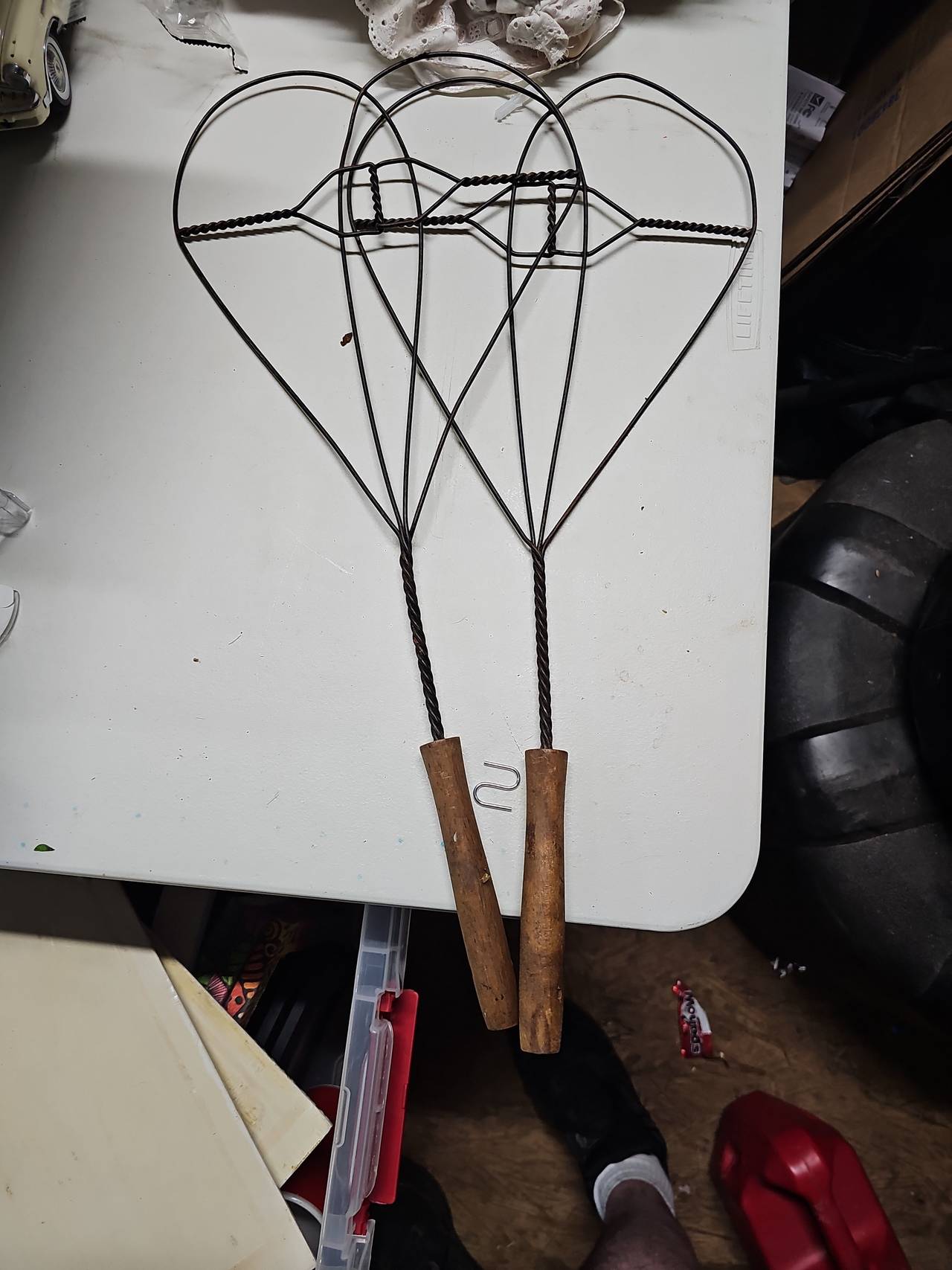 Vintage Wire Rug Beaters with Wood Handles