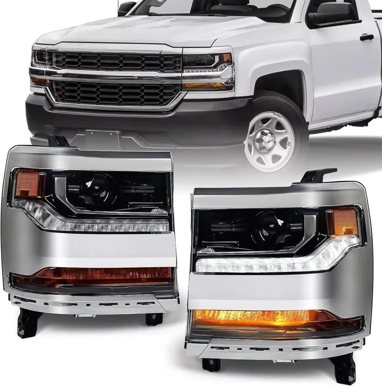 2016-2018 Chevy Silverado 1500 Headlight Assembly Pair
