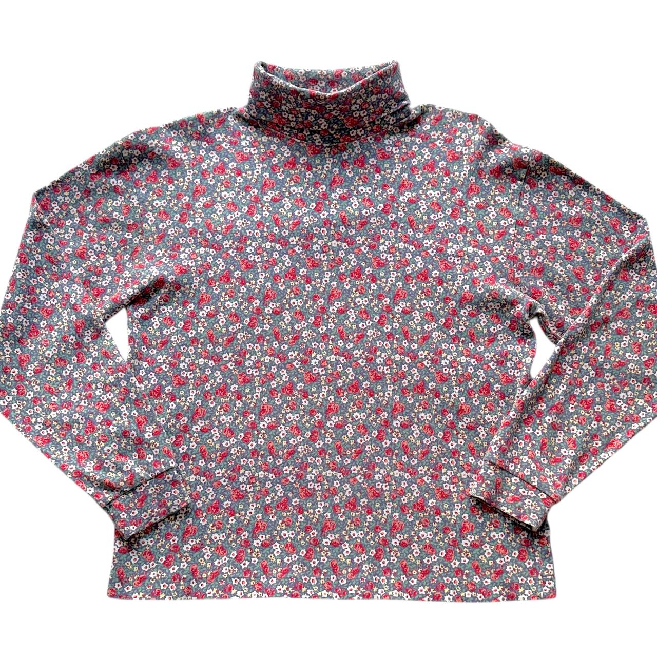 Eddie Bauer Vintage Floral Turtleneck Long Sleeve Pink Purple Multicolor Sz L