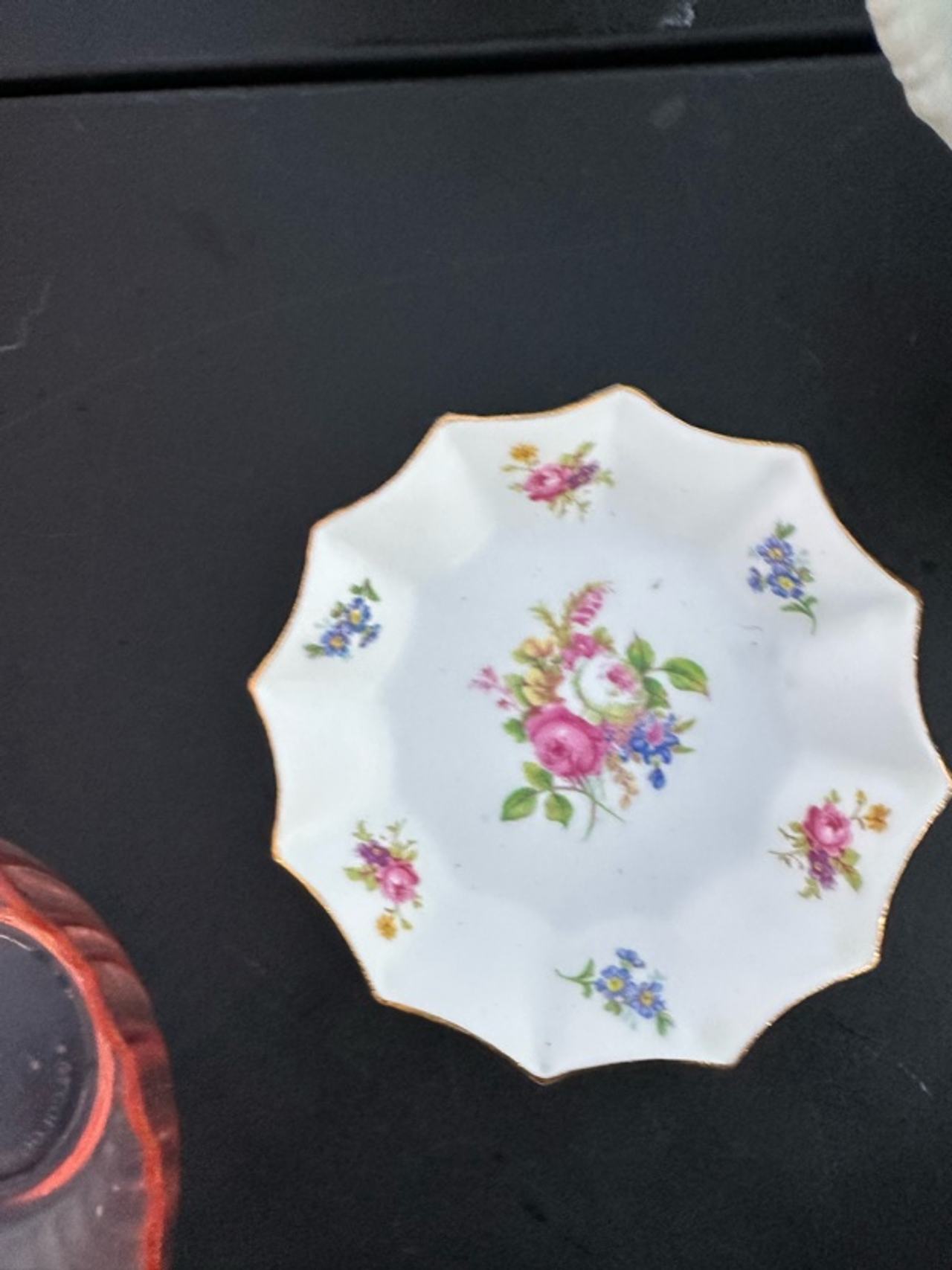 Rosina Bone China Scalloped Square Floral Trinket Dish