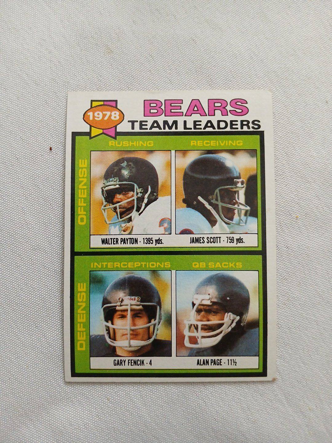 1979 Topps Chicago Bears Team Leaders #431 Walter Payton