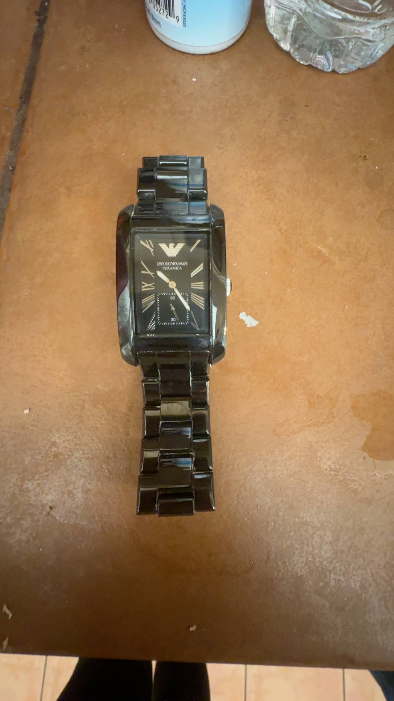 Emporio Armani Black Ceramic Rectangular Watch
