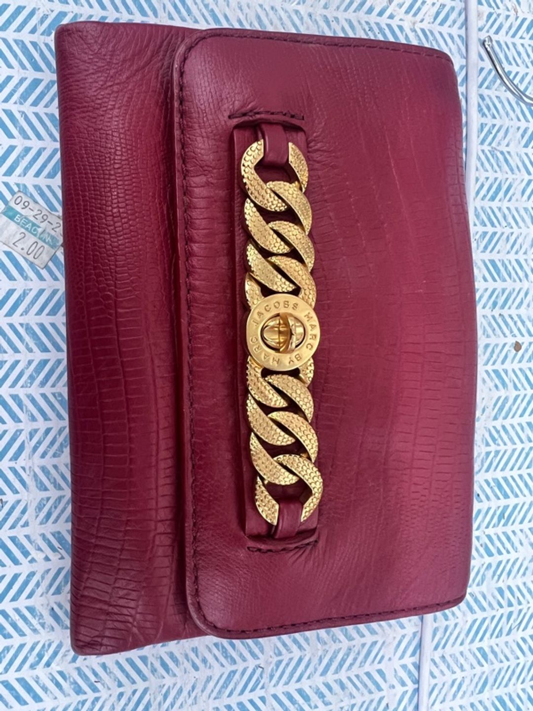 Marc Jacobs Crocodile Embossed Chain Bag Red Leather