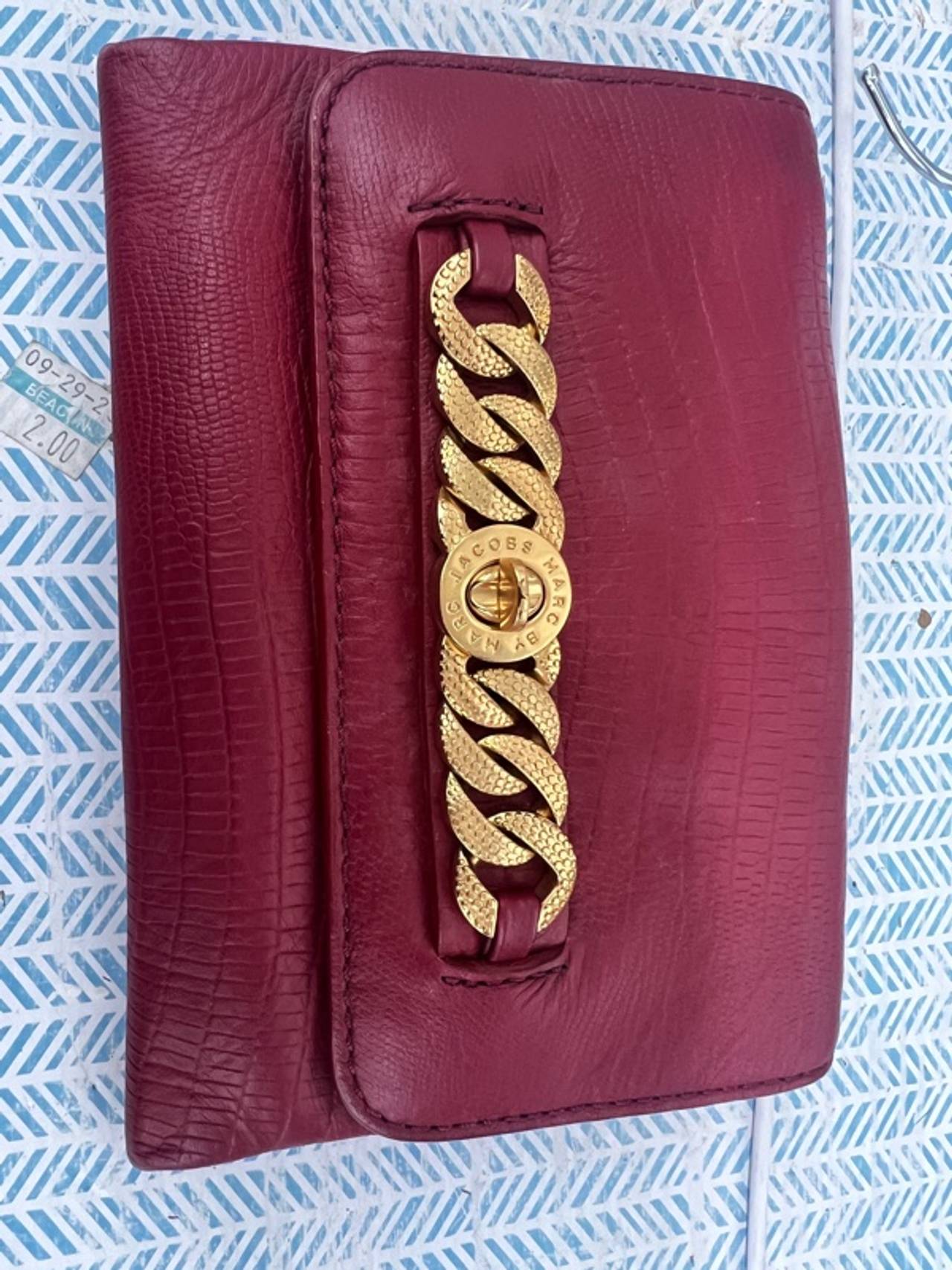 Marc Jacobs Crocodile Embossed Chain Bag Red Leather