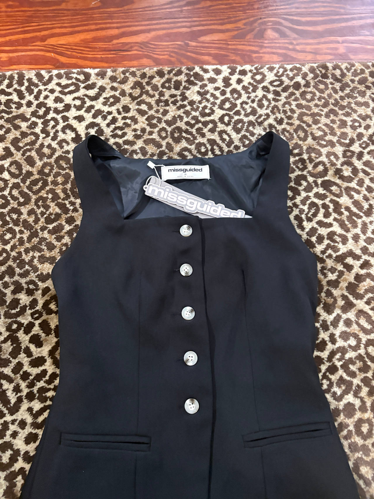 Missguided Black Sleeveless Button Front Blazer Dress