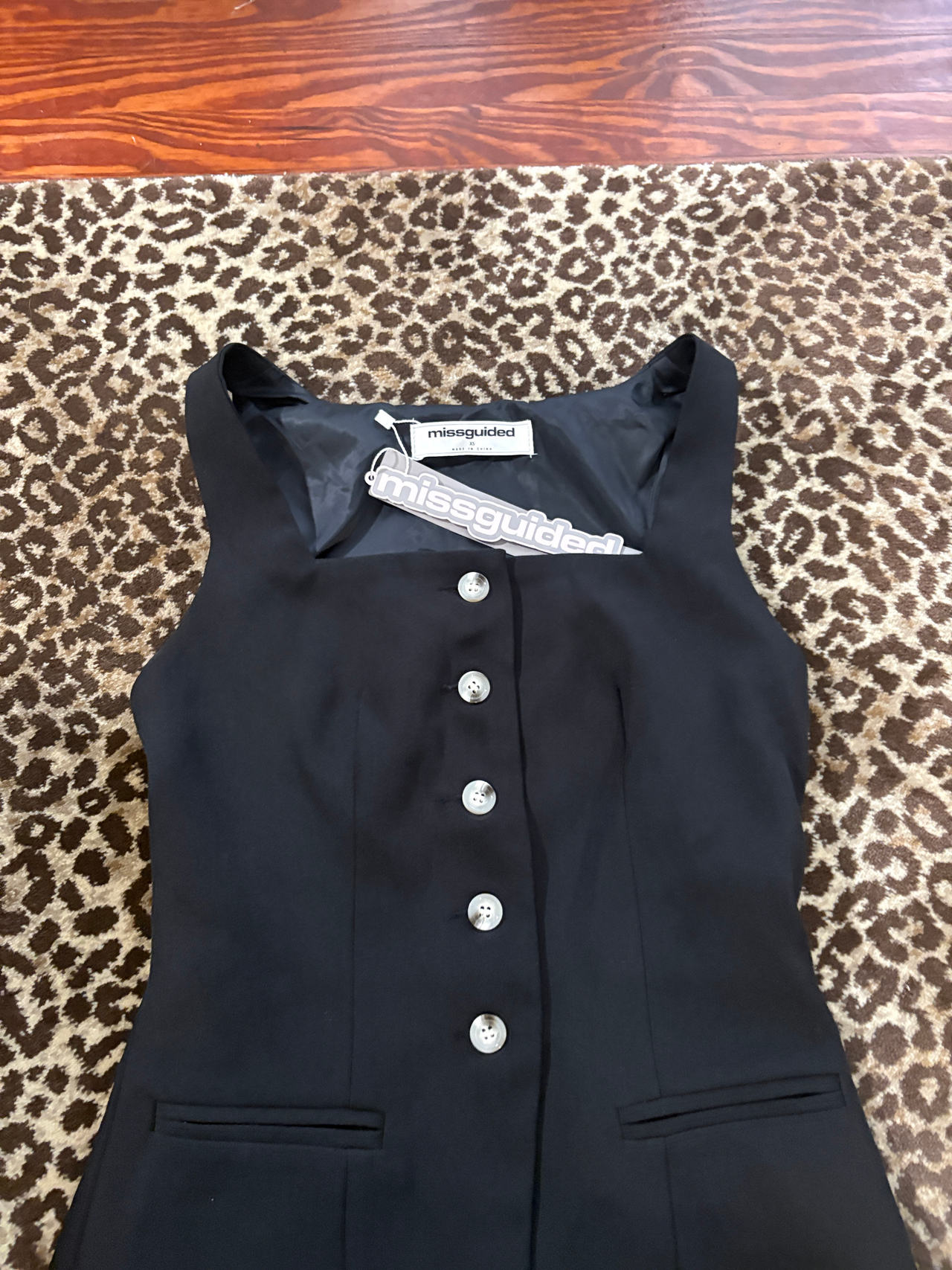 Missguided Black Sleeveless Button Front Blazer Dress