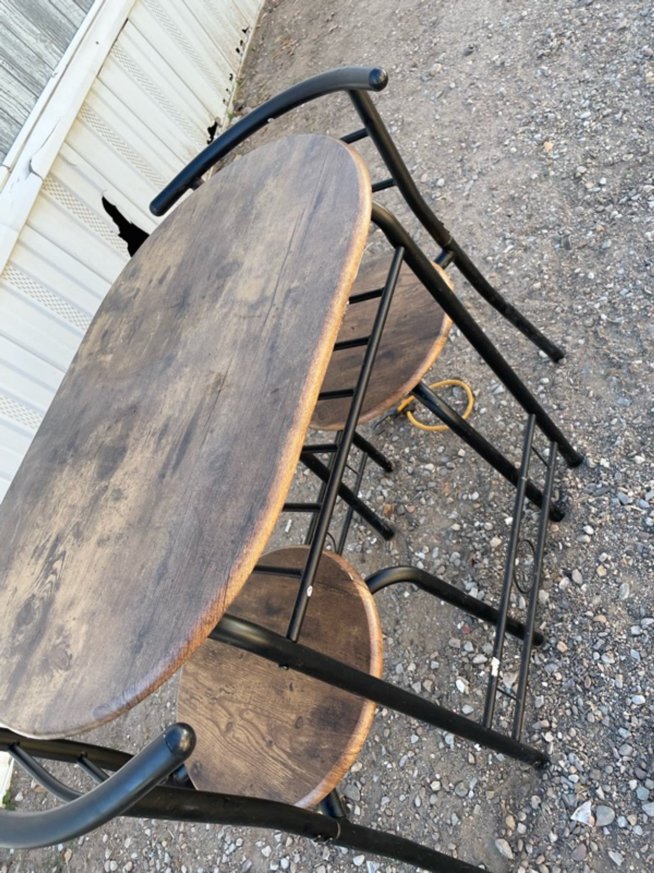 3-Piece Metal & Wood Breakfast Nook outdoor Set